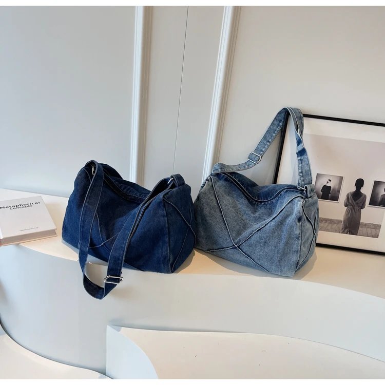 Commuting Denim Zipper Women's Shoulder Bags Casual Ladies Crossbody Bags on Sale 2024 New Free Shipping Bolsas Para Mujeres