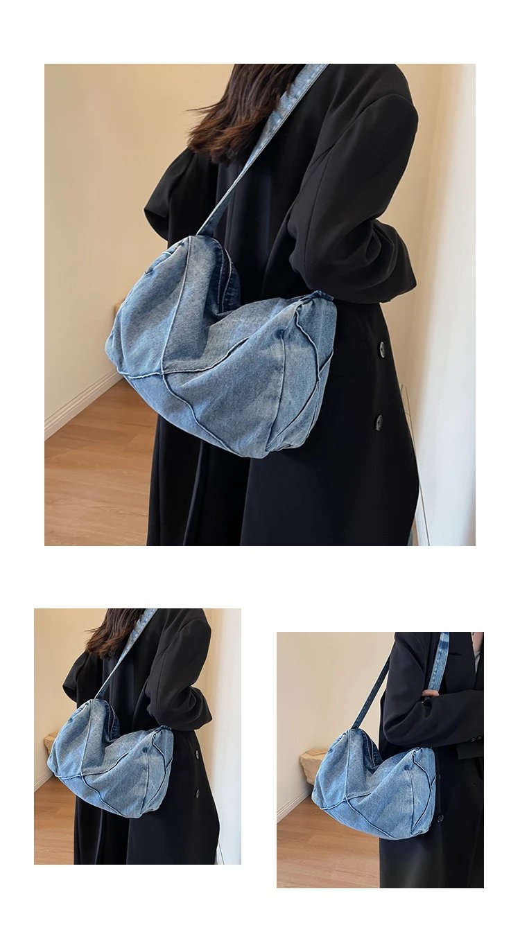 Commuting Denim Zipper Women's Shoulder Bags Casual Ladies Crossbody Bags on Sale 2024 New Free Shipping Bolsas Para Mujeres