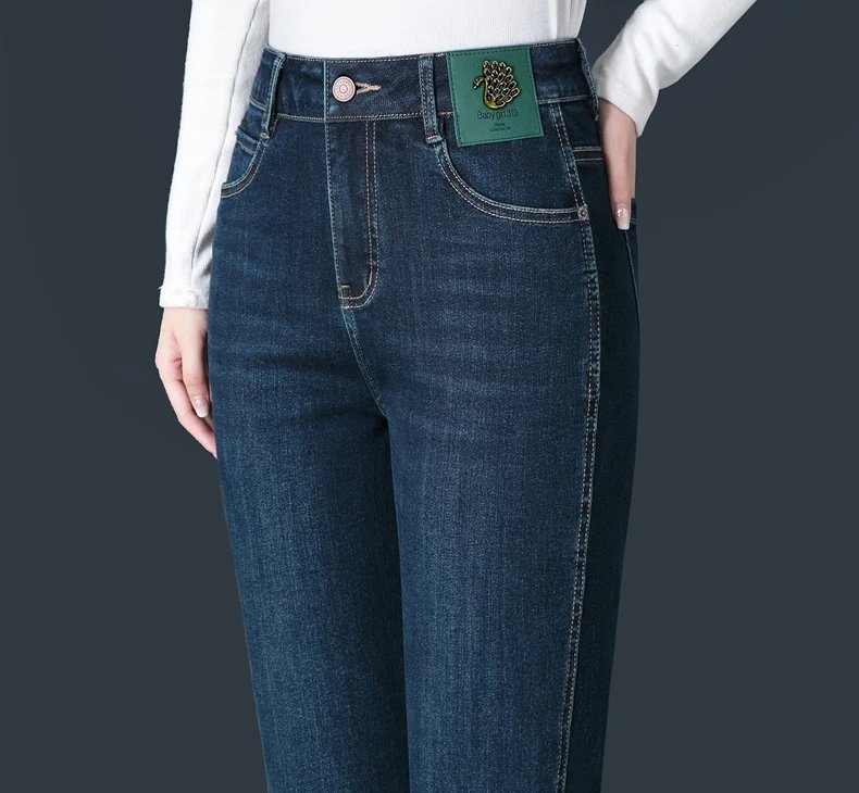 High Quality Stretch Women's Jeans Korean Casual High Waisted Straight leg Cotton Denim Women's Pants 2024 Spring and Autumn 4XL