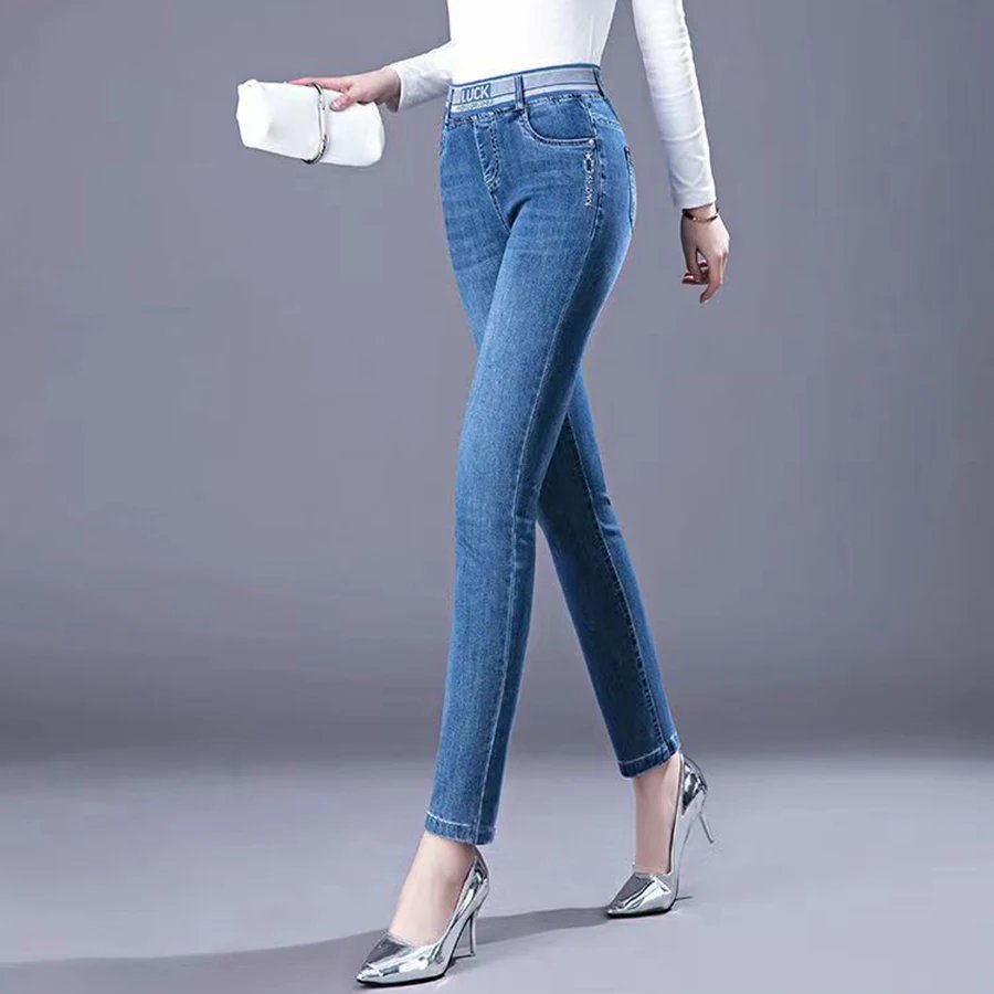 Korean Big Size 36 Straight Jeans Women Casaul Loose Vintage Denim Pants Retro Trousers High Waist Vaqueros Stretch Pantalones