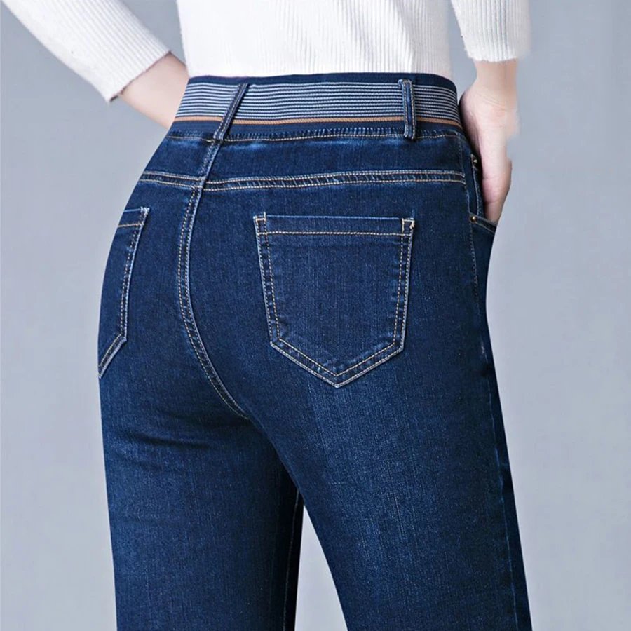 Korean Big Size 36 Straight Jeans Women Casaul Loose Vintage Denim Pants Retro Trousers High Waist Vaqueros Stretch Pantalones