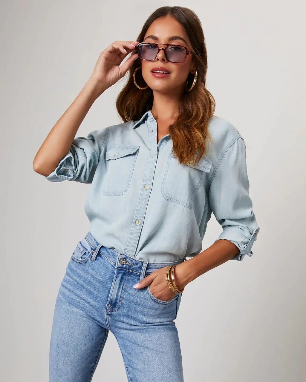Solid Casual Loose Denim Shirts For Women 2024 Autumn Vintage Women's Oversized Shirts And Blouses Fashion Youth Female Tops