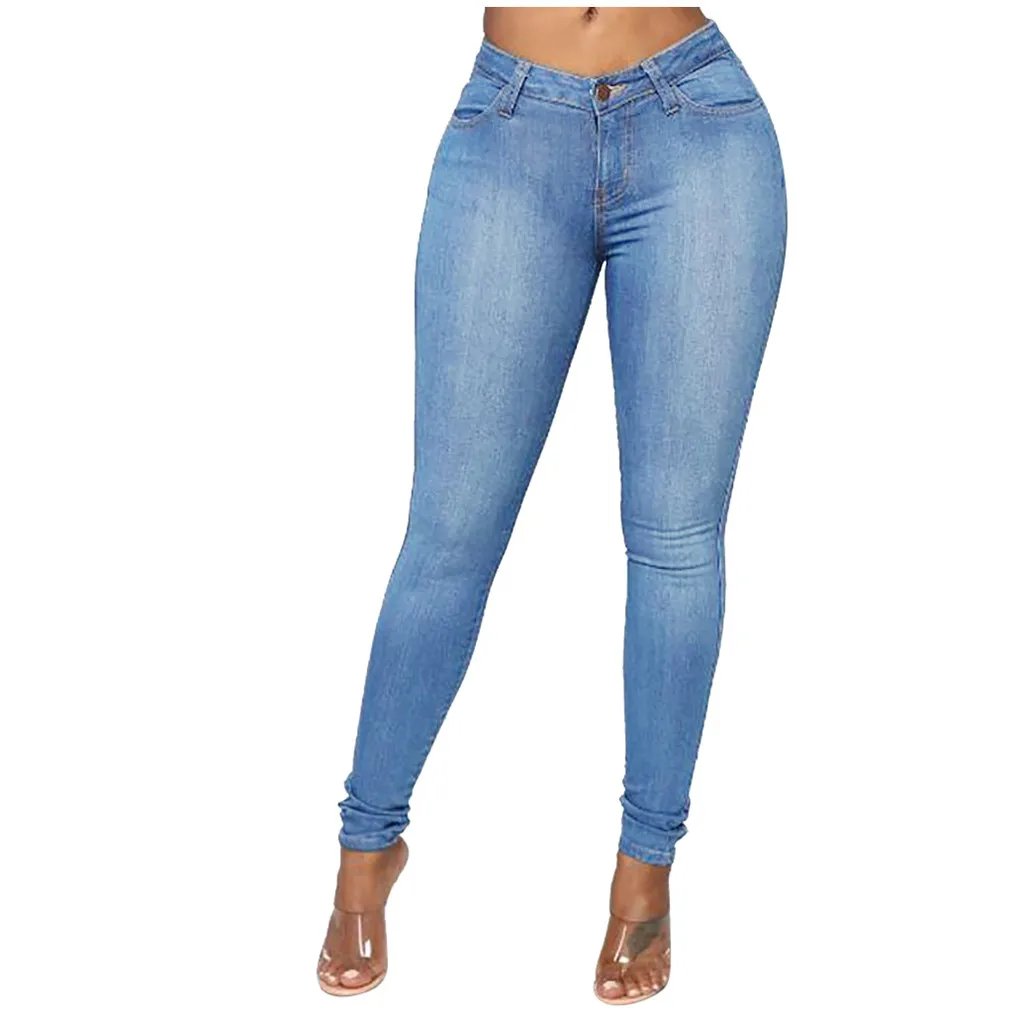 Fashion Casual Pencil Pants Large Size Ladys High Waisted Stretch Slim Jeans High Waist Vintage Streetwear Pantalones De Mujer