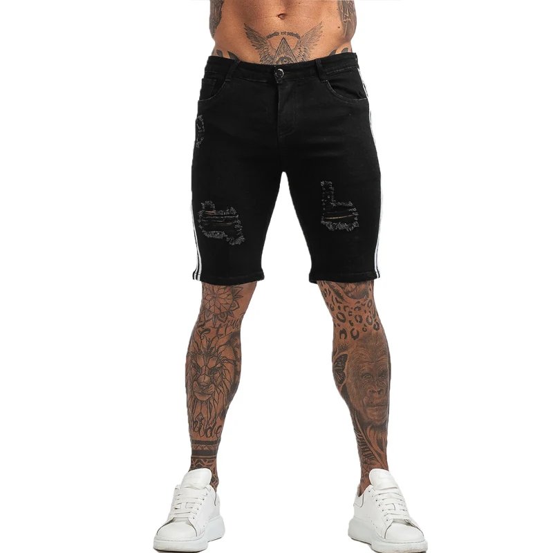 Mens Shorts Jeans Denim Shorts Black High Waist Ripped Summer Jeans Shorts For Men Brand Plus Size Casual Streetwear dk03