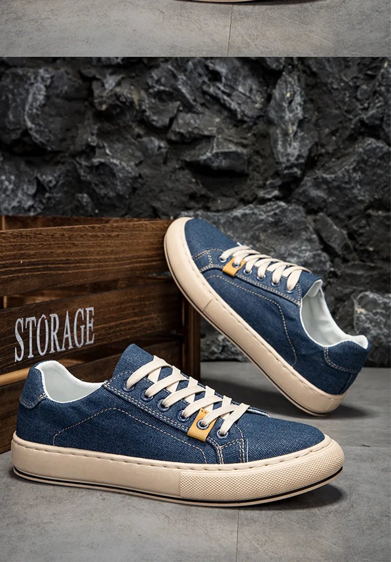 2024 Classic Blue Men's Casual Shoes Retro Denim Canvas Shoes Men Breathable Flat Sneakers Men Canvas Sneakers Spring Loafers