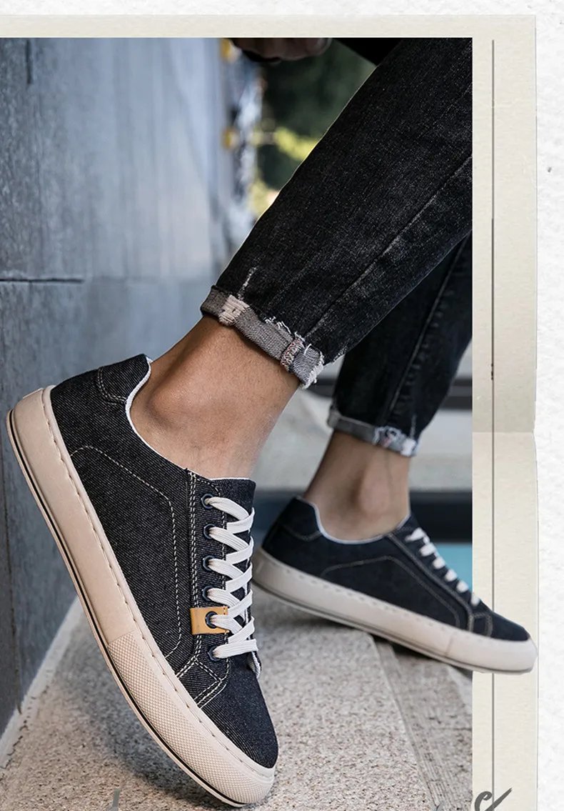 2024 Classic Blue Men's Casual Shoes Retro Denim Canvas Shoes Men Breathable Flat Sneakers Men Canvas Sneakers Spring Loafers