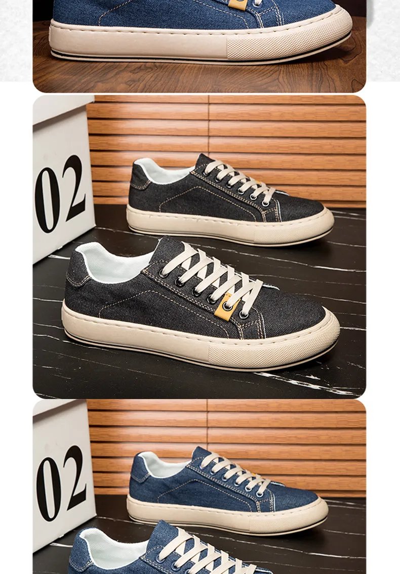 2024 Classic Blue Men's Casual Shoes Retro Denim Canvas Shoes Men Breathable Flat Sneakers Men Canvas Sneakers Spring Loafers