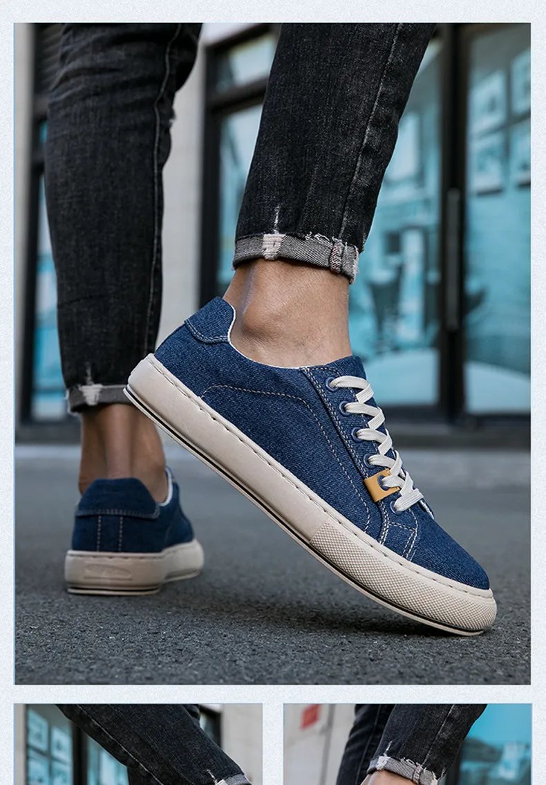 2024 Classic Blue Men's Casual Shoes Retro Denim Canvas Shoes Men Breathable Flat Sneakers Men Canvas Sneakers Spring Loafers