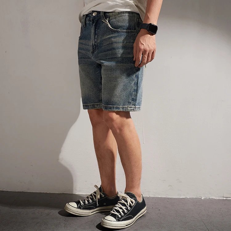 2022 Summer New American Retro Multi-pocketed Denim Shorts Men's Fashion 100% Cotton Washed Old Straight Casual Five-point Pants