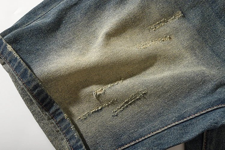 2022 Summer New American Retro Multi-pocketed Denim Shorts Men's Fashion 100% Cotton Washed Old Straight Casual Five-point Pants