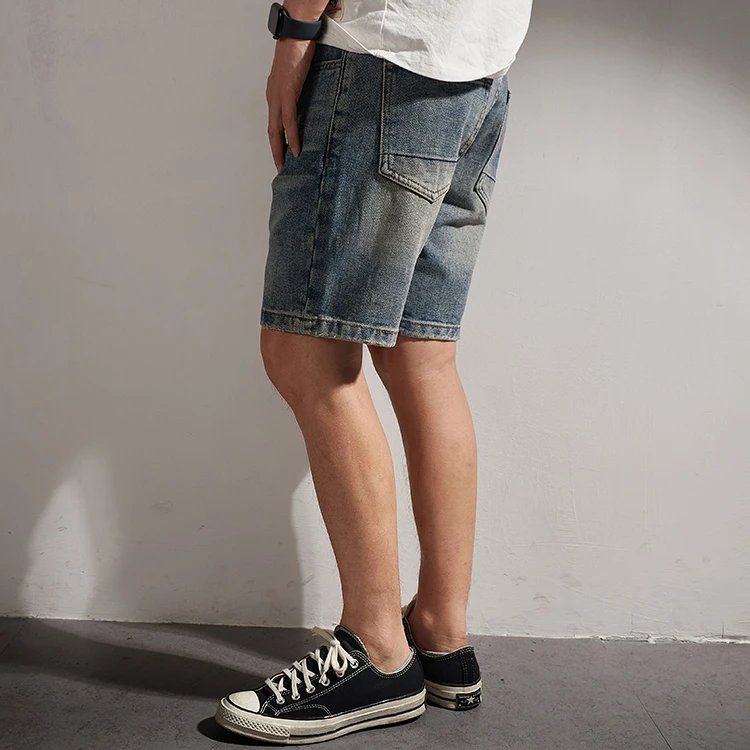 2022 Summer New American Retro Multi-pocketed Denim Shorts Men's Fashion 100% Cotton Washed Old Straight Casual Five-point Pants