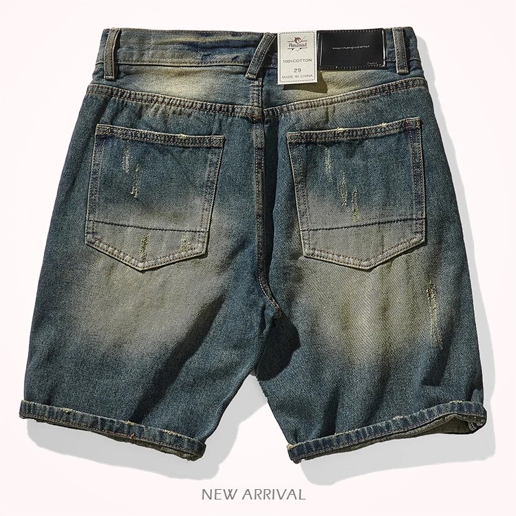 2022 Summer New American Retro Multi-pocketed Denim Shorts Men's Fashion 100% Cotton Washed Old Straight Casual Five-point Pants