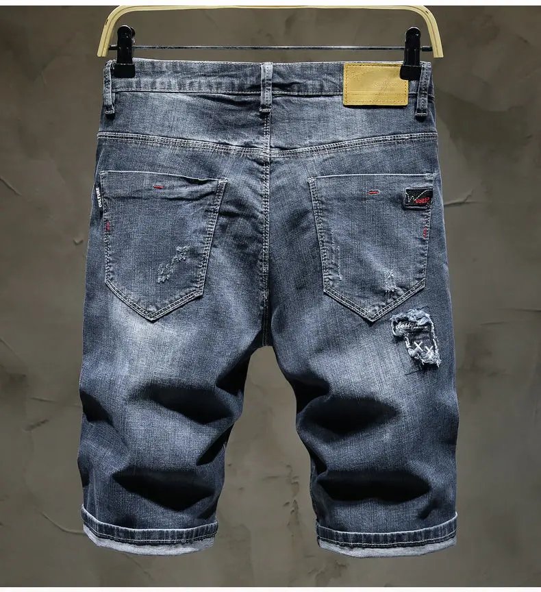 Summer Thin Stretch Embroidered Denim Shorts Loose Patches Casual Wearing Comfortable Shorts