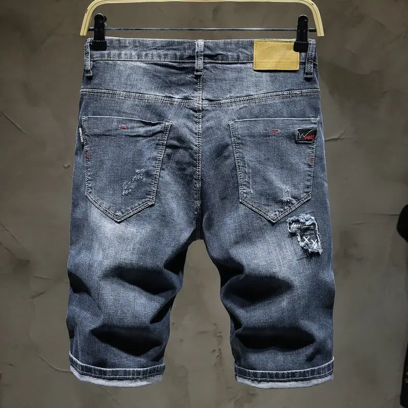 Summer Thin Stretch Embroidered Denim Shorts Loose Patches Casual Wearing Comfortable Shorts
