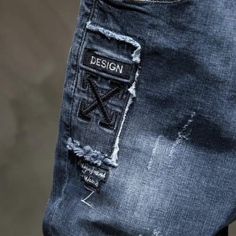 Summer Thin Stretch Embroidered Denim Shorts Loose Patches Casual Wearing Comfortable Shorts