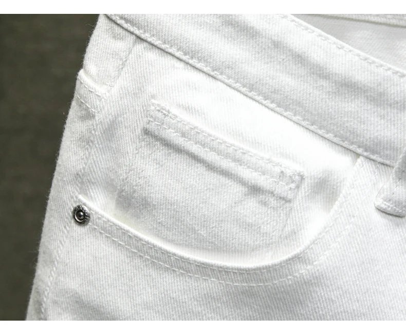 2023 Summer New Men's Ripped Denim Shorts Classic Style Black White Fashion Casual Slim Fit Short Jeans Male Brand