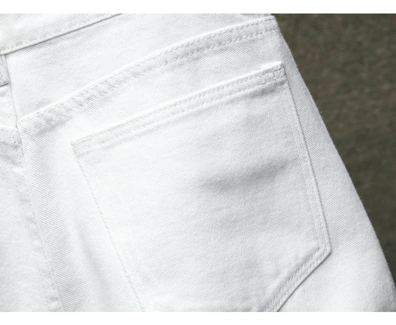 2023 Summer New Men's Ripped Denim Shorts Classic Style Black White Fashion Casual Slim Fit Short Jeans Male Brand