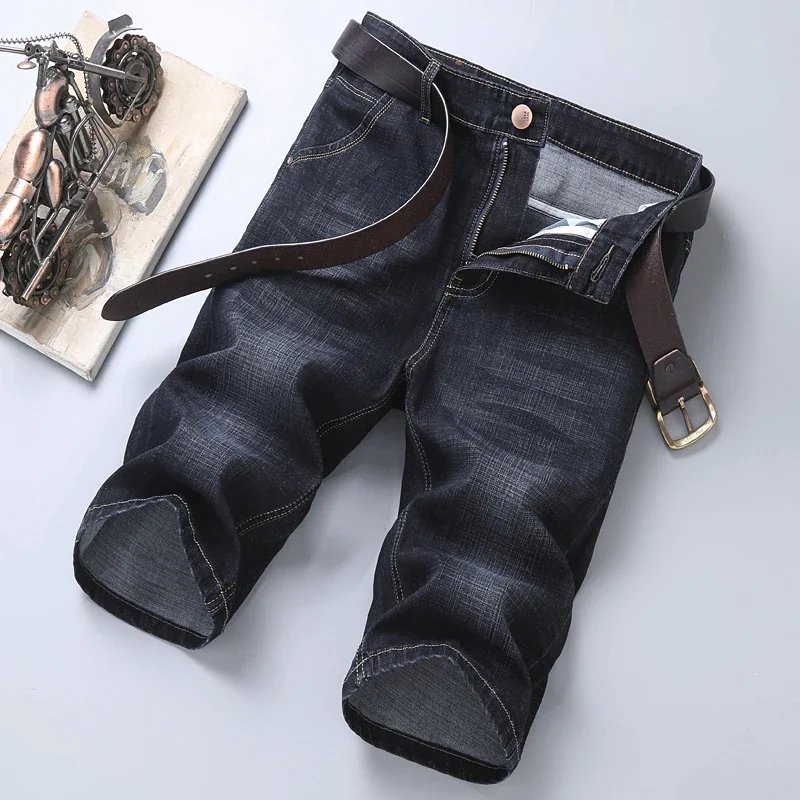 2023 Blue Soft Denim Short For Men Mens Summer Stretch Light Weight Jean Knee Length Pants