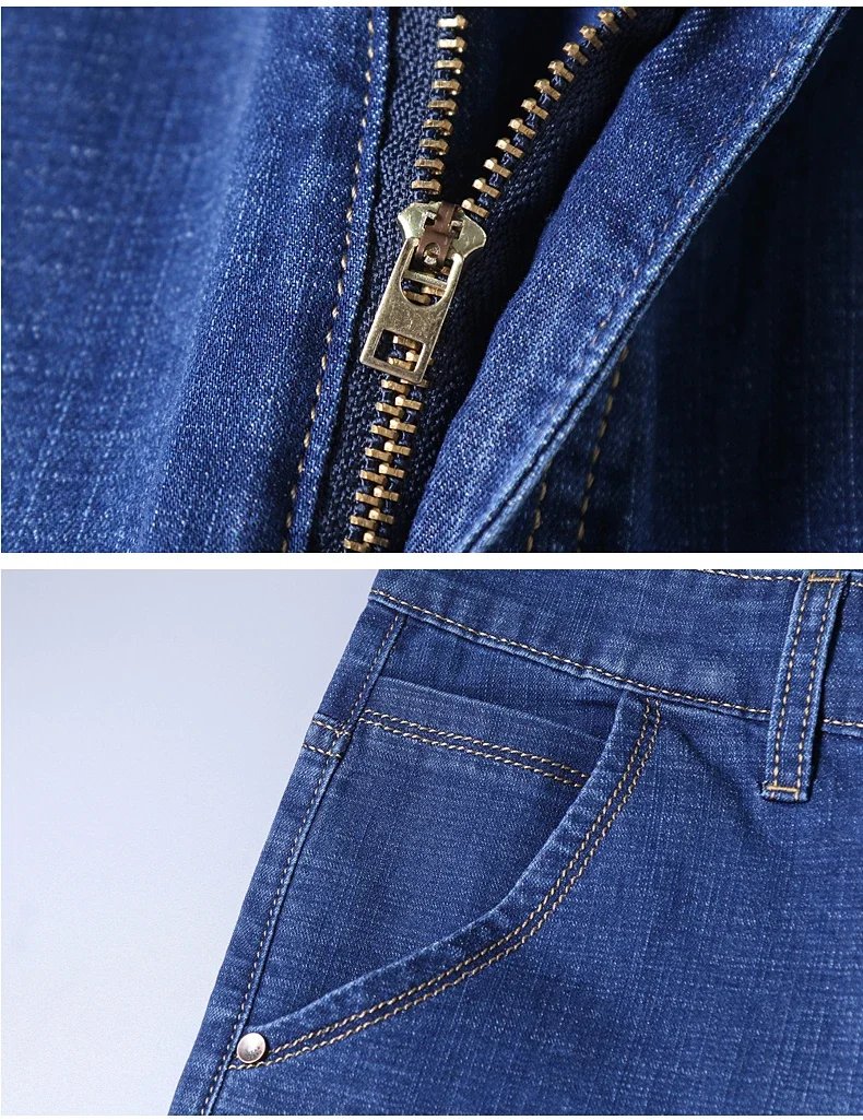 2023 Blue Soft Denim Short For Men Mens Summer Stretch Light Weight Jean Knee Length Pants