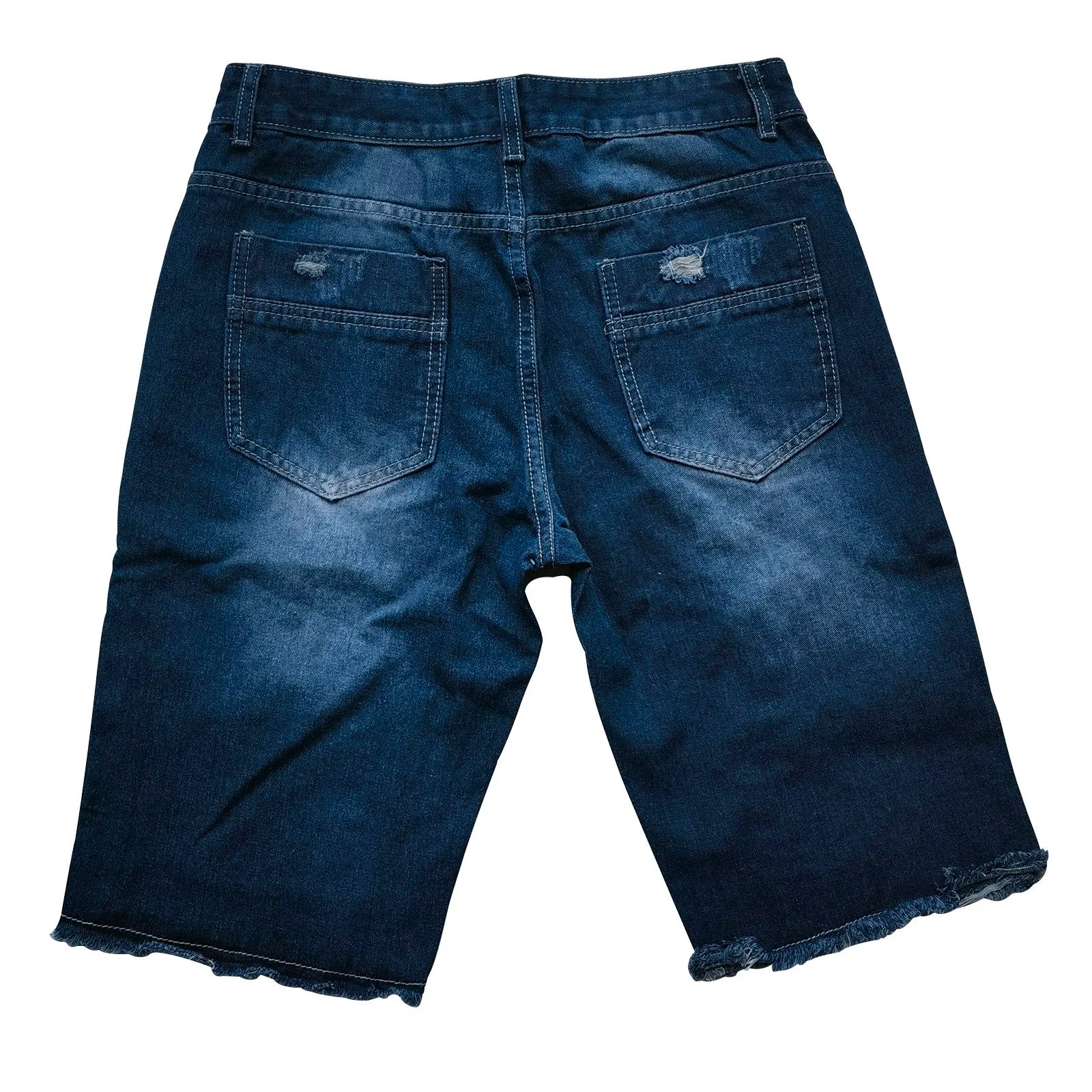 2024 Summer Denim Shorts For Men Loose Fit Hip Hop Distressed Ripped Wide Leg Men's Cropped Pants Short Jeans Oversize