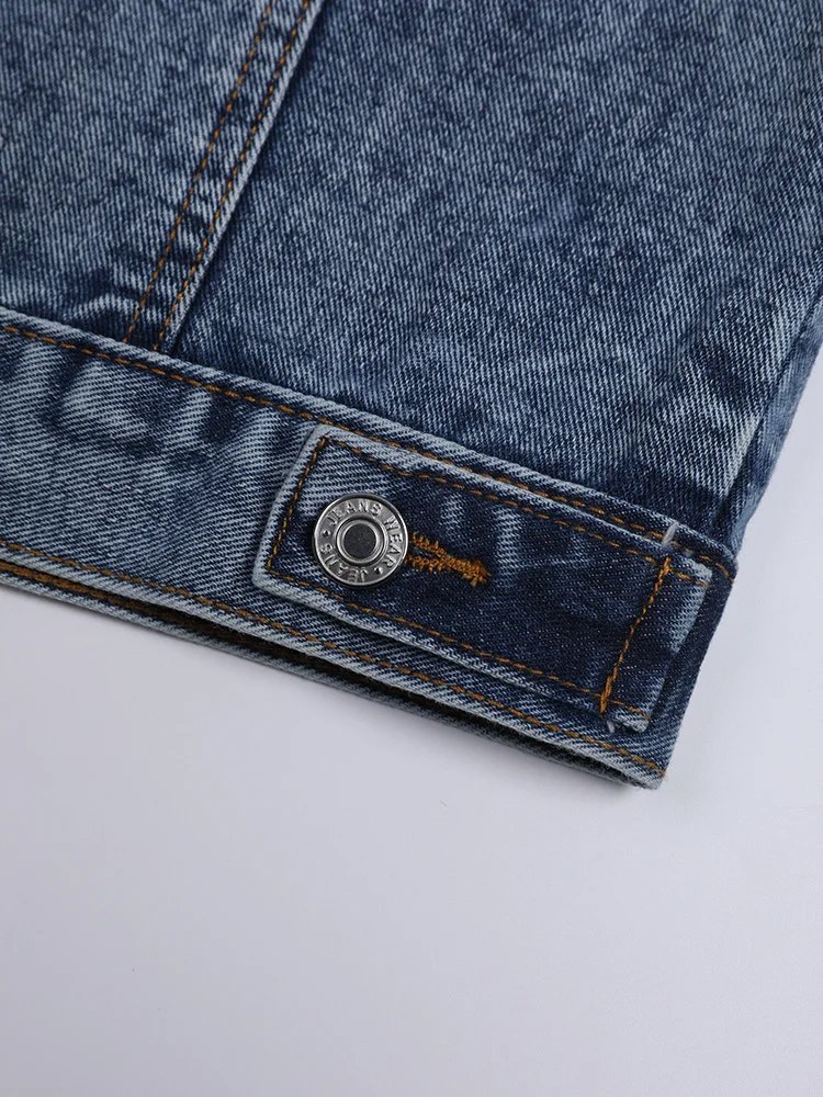 DEAT Fast Delivery New Autumn Fashion Women’s Denim Jacket Full Sleeve Loose Button Pearls Short Lapel Wild Casual 2024 AP446