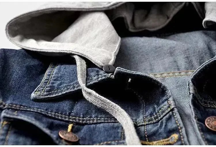Denim Jacket Woman Hooded Short Style Clothing Retro Topcoat Pocket Buttons Long Sleeved Loose Fitting Spring Winter Plus Size