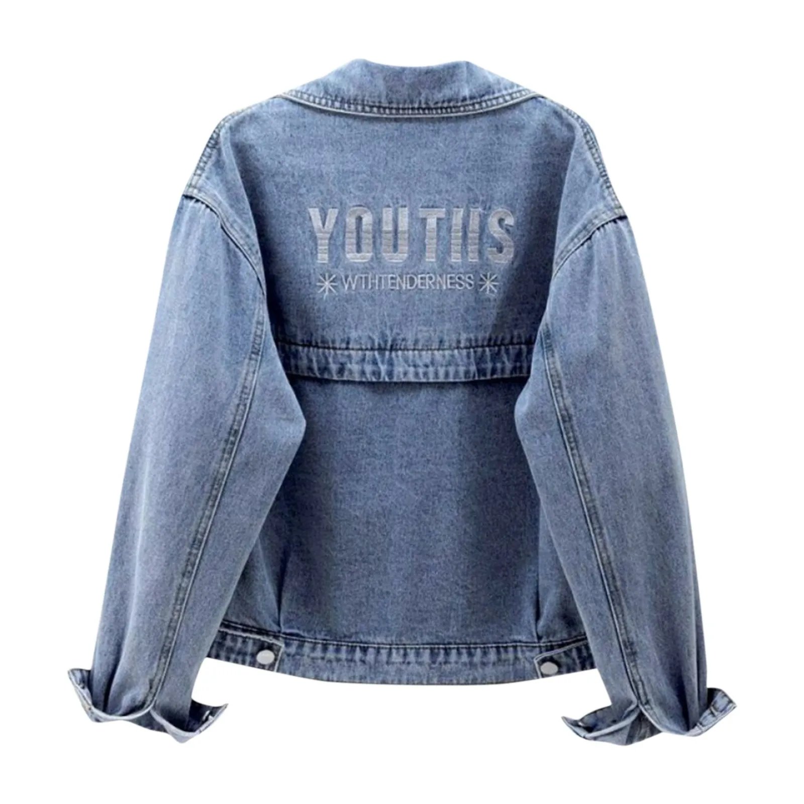 Turn-down Jackets Collar Loose Denim Jacket Women Spring And Autumn Single Breasted Female Outwear Casual Jean Coats Jackets