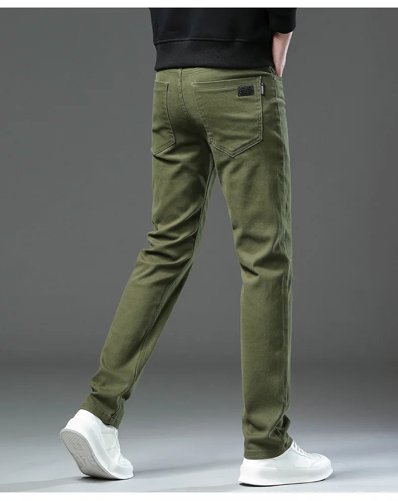 New Classic Style Autumn Men's Slim Jeans High Quality Business Casual Stretch Denim Pants Brown Black Green Male Brand Trousers New Classic Style Autumn Men's Slim Jeans High Quality Business Casual Stretch Denim Pants Brown Black Green Male Brand Trousers