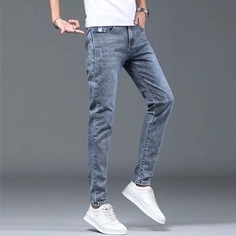 Luxury Summer Designer Korean Classic Streetwear Cowboy Pants for Men Fashionable and Comfortable Boyfriend Skinny Jeans Men