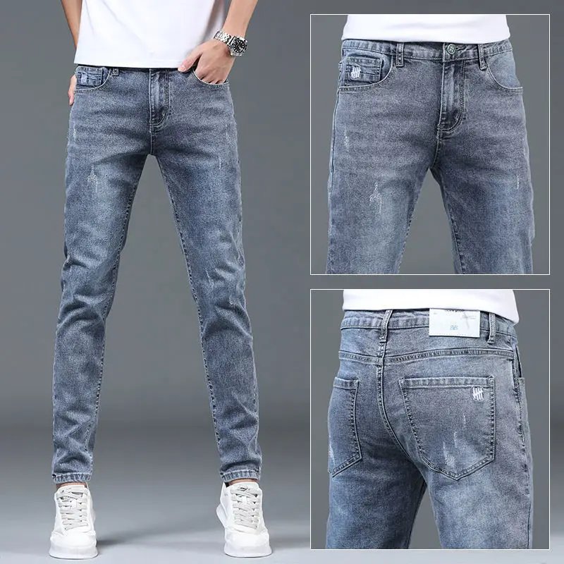 Luxury Summer Designer Korean Classic Streetwear Cowboy Pants for Men Fashionable and Comfortable Boyfriend Skinny Jeans Men