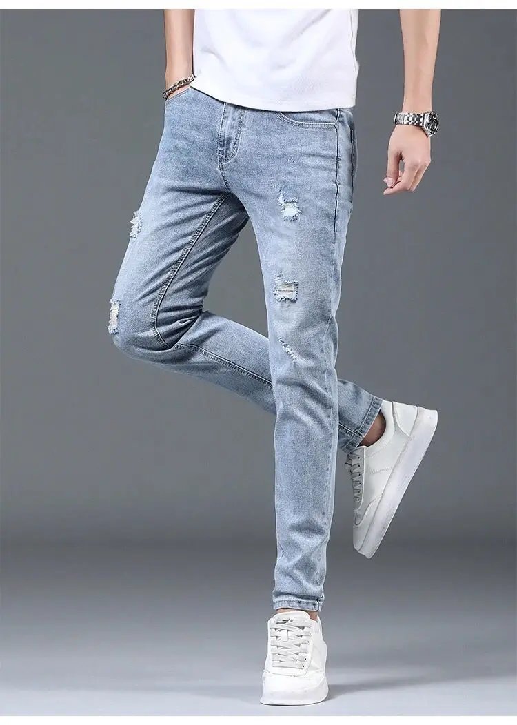 Luxury Summer Designer Korean Classic Streetwear Cowboy Pants for Men Fashionable and Comfortable Boyfriend Skinny Jeans Men