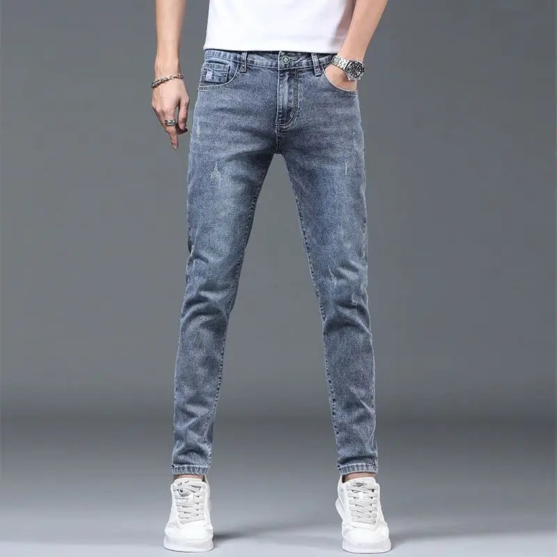 Luxury Summer Designer Korean Classic Streetwear Cowboy Pants for Men Fashionable and Comfortable Boyfriend Skinny Jeans Men