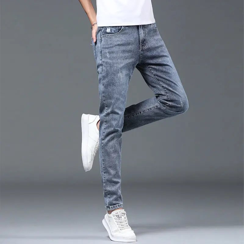 Luxury Summer Designer Korean Classic Streetwear Cowboy Pants for Men Fashionable and Comfortable Boyfriend Skinny Jeans Men