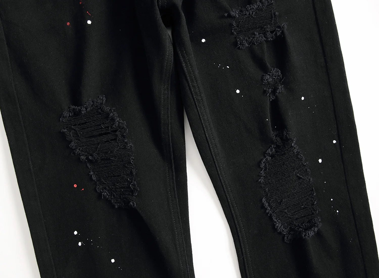 Denim Jeans Design Fashion Lacquer Foot Casual Pants Stretch Regular Fit Black Long Jeans Men's New Four Season Plus Size