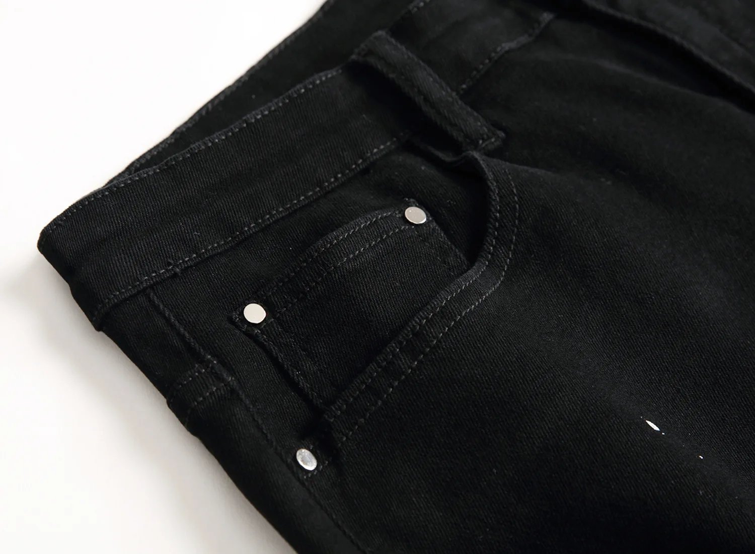 Denim Jeans Design Fashion Lacquer Foot Casual Pants Stretch Regular Fit Black Long Jeans Men's New Four Season Plus Size
