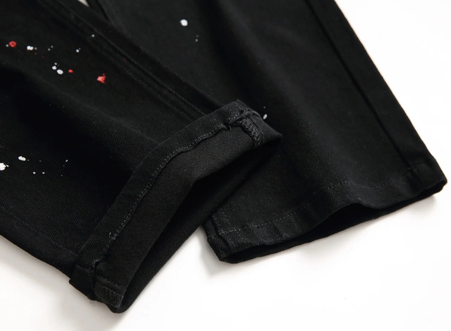 Denim Jeans Design Fashion Lacquer Foot Casual Pants Stretch Regular Fit Black Long Jeans Men's New Four Season Plus Size