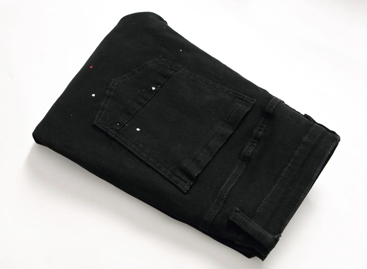 Denim Jeans Design Fashion Lacquer Foot Casual Pants Stretch Regular Fit Black Long Jeans Men's New Four Season Plus Size