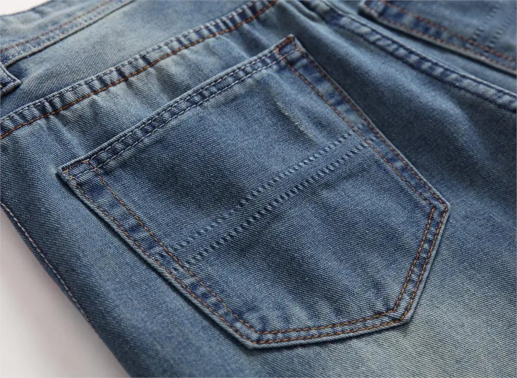 Men Pants High Quality Streetwear Ripped Nostalgic Scratched Jeans Casual Cotton Slim Fit Denim Stretch Trousers Male Pant 2022