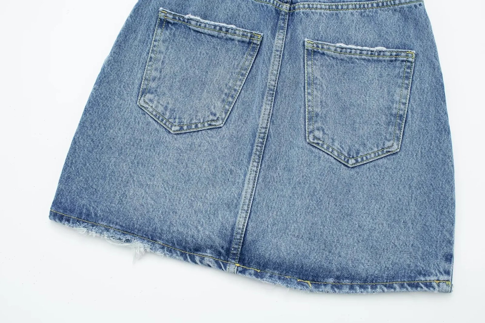 TRAFZA Summer Dresses Woman 2023 Blue Turn-Down Collar Multi-Pocket Short Sleeve Single Breasted Female Chic Denim Dresses