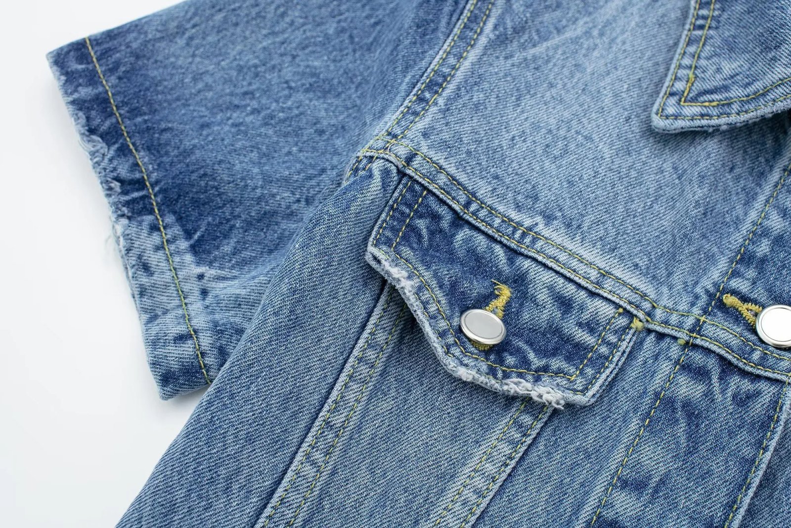 TRAFZA Summer Dresses Woman 2023 Blue Turn-Down Collar Multi-Pocket Short Sleeve Single Breasted Female Chic Denim Dresses
