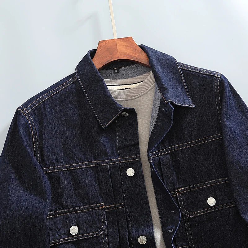 Primary Color Washed Lapel Denim Jacket Original Spring Autumn Men's Outdoor Streetwear Coat Fashion Cool Clothes