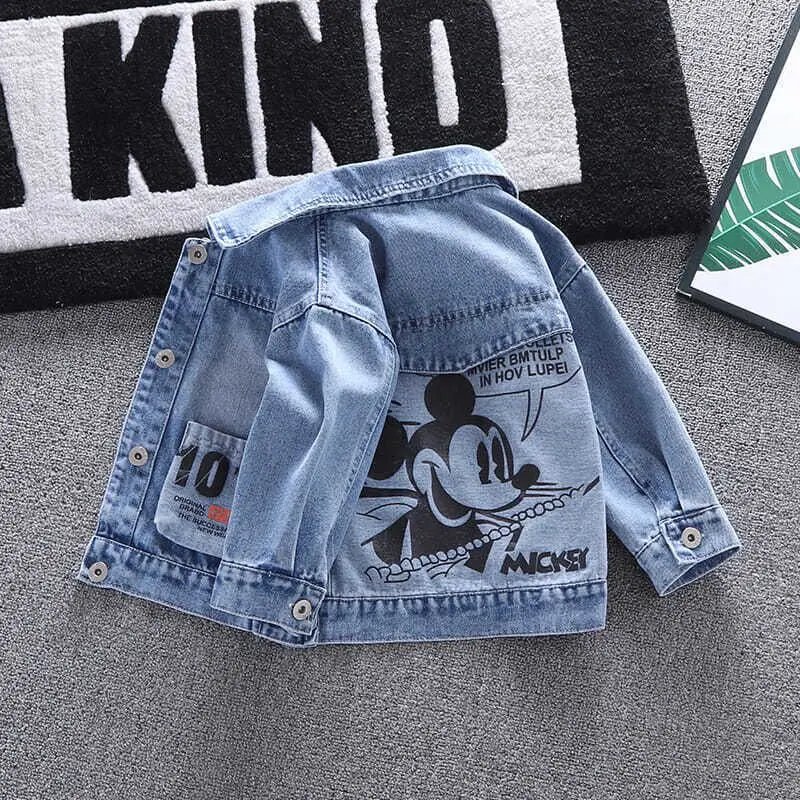 Mickey Denim Jacket For Boys Fashion Coats Children Clothing Autumn Baby Girls Clothes Outerwear Cartoon Jean Jackets Coat