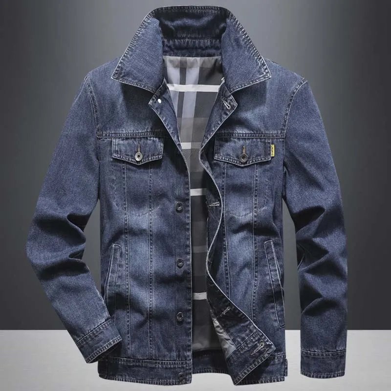 Men Classic Casual Denim Jackets Spring Autumn Loose Fit Jean Coats Black Blue Clothing Plus Size 5XL