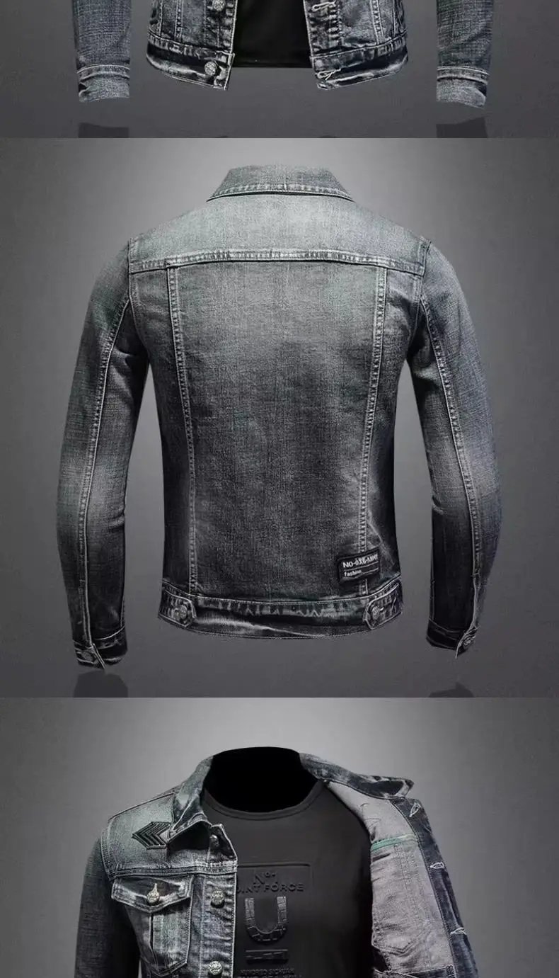 Men's Vintage Denim Jacket High Street Trend Loose Street Riding Biker Clothing Handsome Casual Buttoned Lapel Men's Clothing