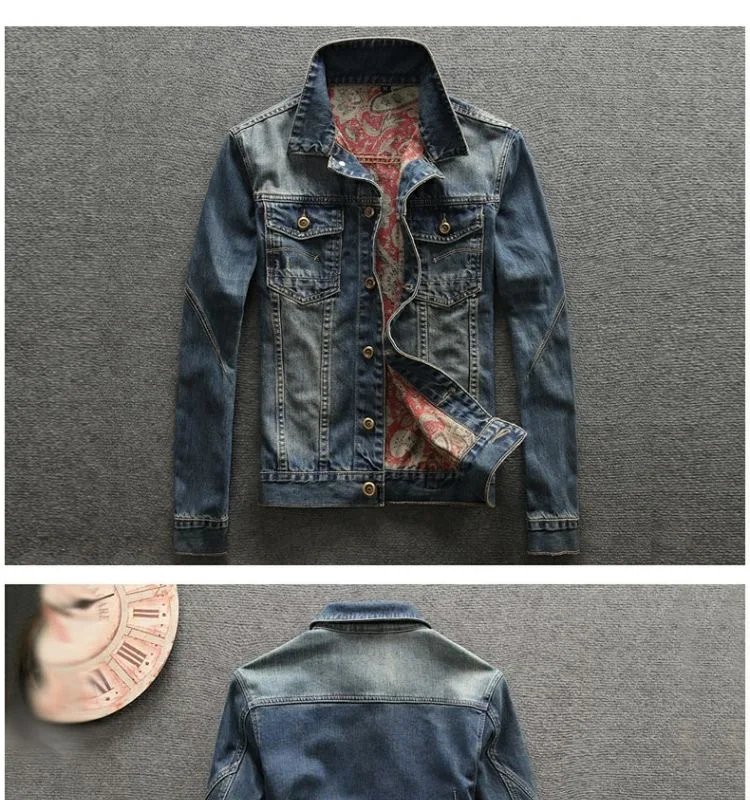 2023 Spring and Autumn New Classic Fashion Trend Vintage Printed Denim Jacket Men's Casual Loose Comfortable Large Size Coat