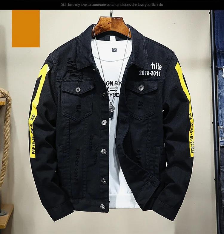 New Men Denim Jacket Fashion Man Printed Casual Street Cowboy Jacket