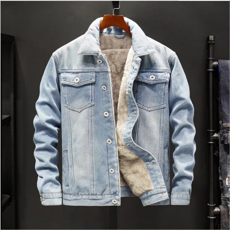 Warm Fleece Denim Jacket Winter Men Jacket Fashion MensJean Jackets Outwear Male Cowboy Top Coat Plus Size 5XL