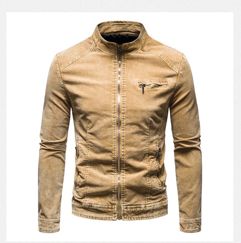 New Autumn Men's Vintage Denim Casual Jacket Solid Colour Menswear