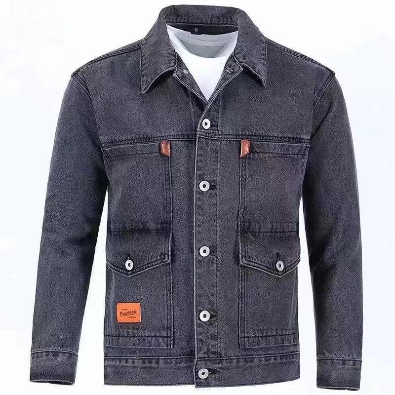 2023 Spring and Autumn New Fashion Trend Solid Color Denim Jacket Men's Casual Loose Comfortable Large Size High Quality Coat