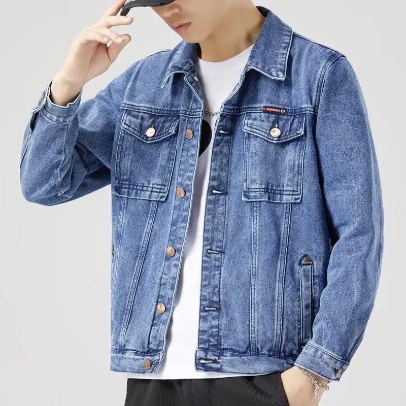 2023 Spring Autumn Men Black Denim Jacket Men's All-Match Korean Casual Fashionable Male Camouflage Work Jacket Shirt Top New